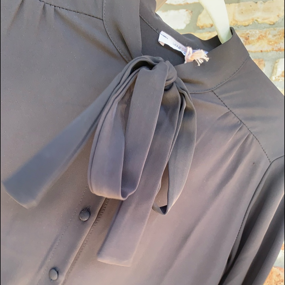 Vanessa Zani Long Sleeve Tie Neck Dress Sz Medium Buttons Hidden zipper … - Picture 11 of 11